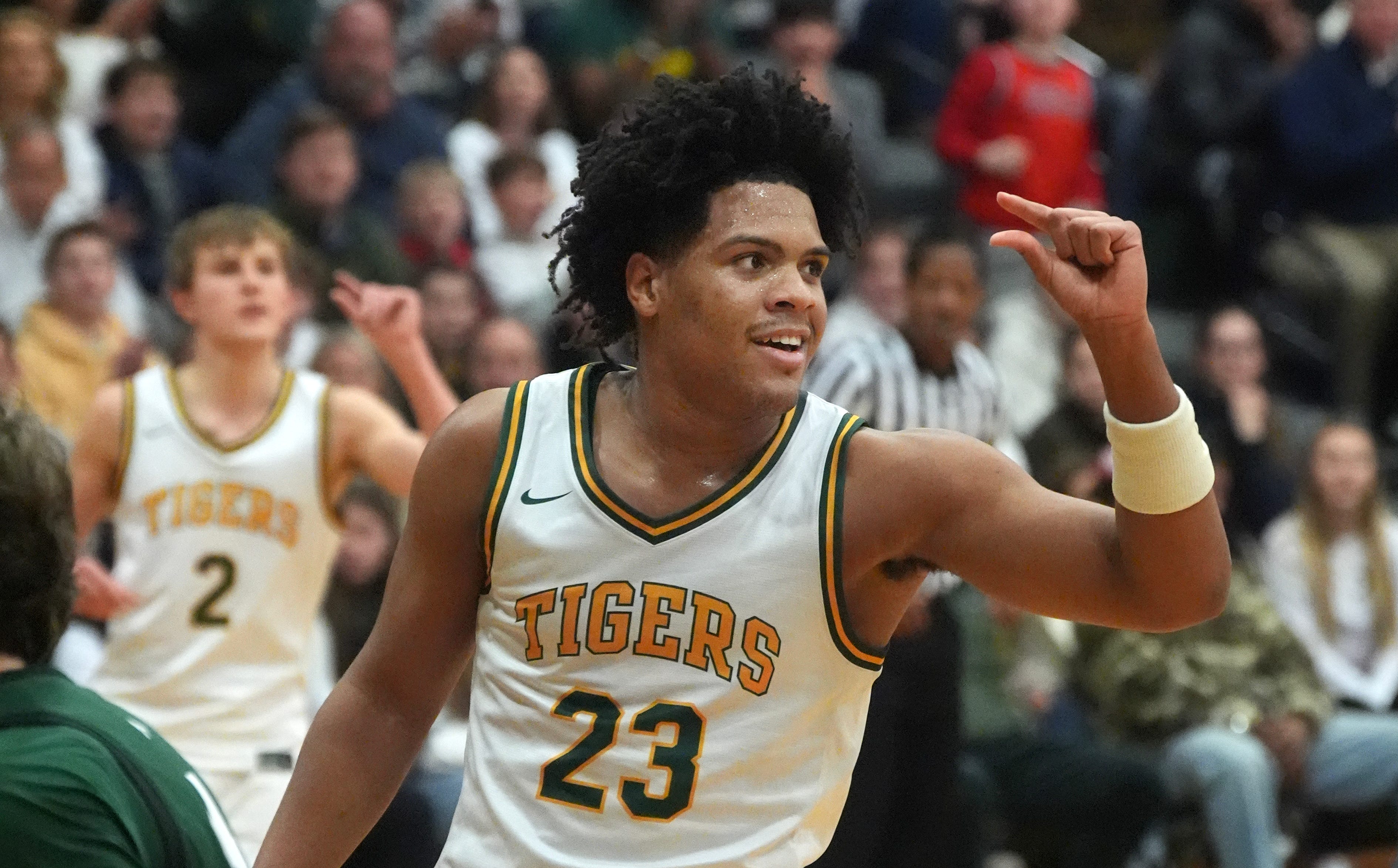 St. X’s Jeremiah Jackson celebrates making the basket against Trinity in the game Friday night at St. X High School.
Jan. 30, 2026