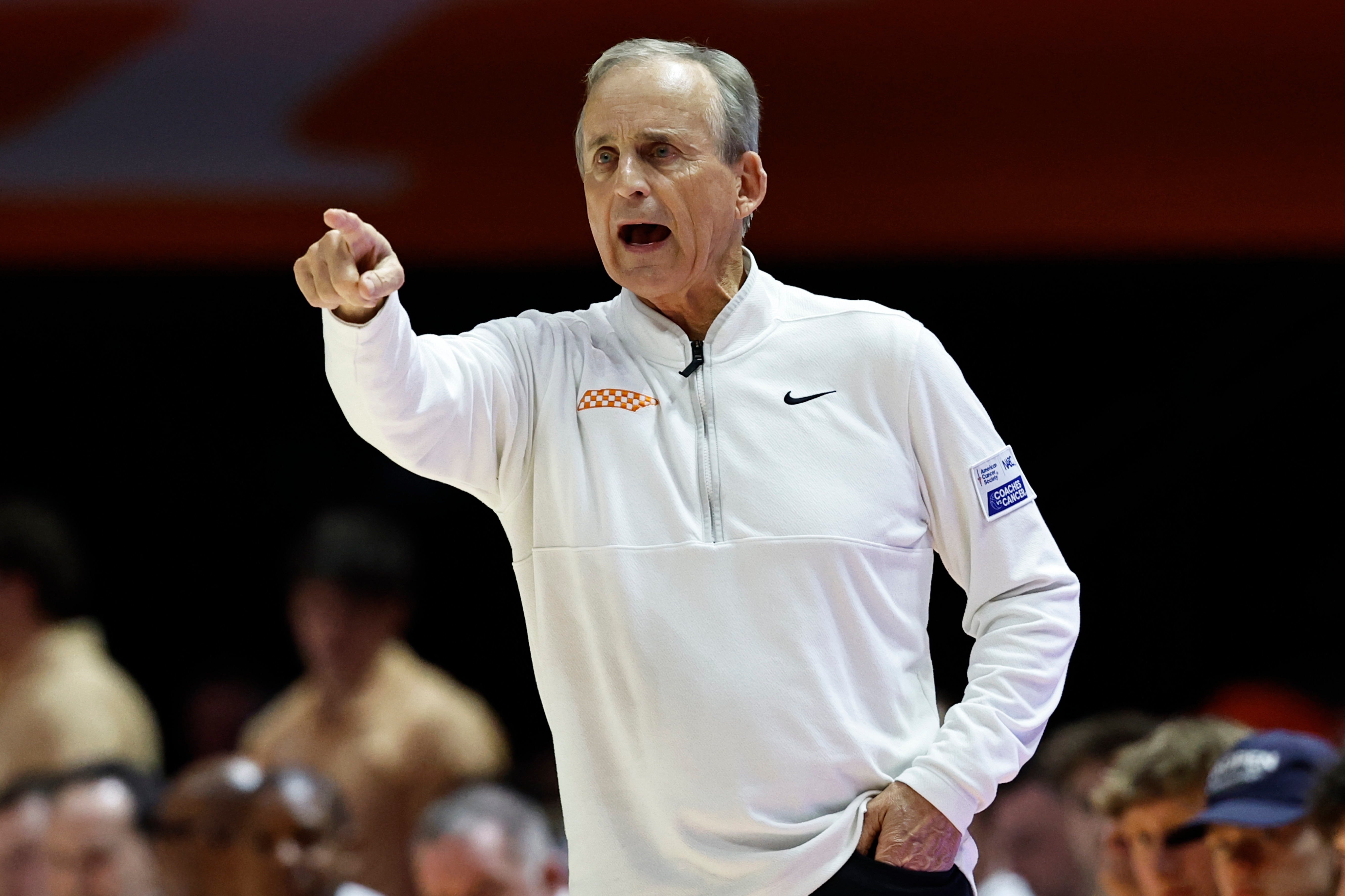 Tennessee head coach Rick Barnes yells to his players during the game.