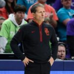Southern California Trojans head coach Eric Musselman looks on from the bench during the second half against the Penn State Nittany Lions at Bryce Jordan Center on Feb 8, 2026.
