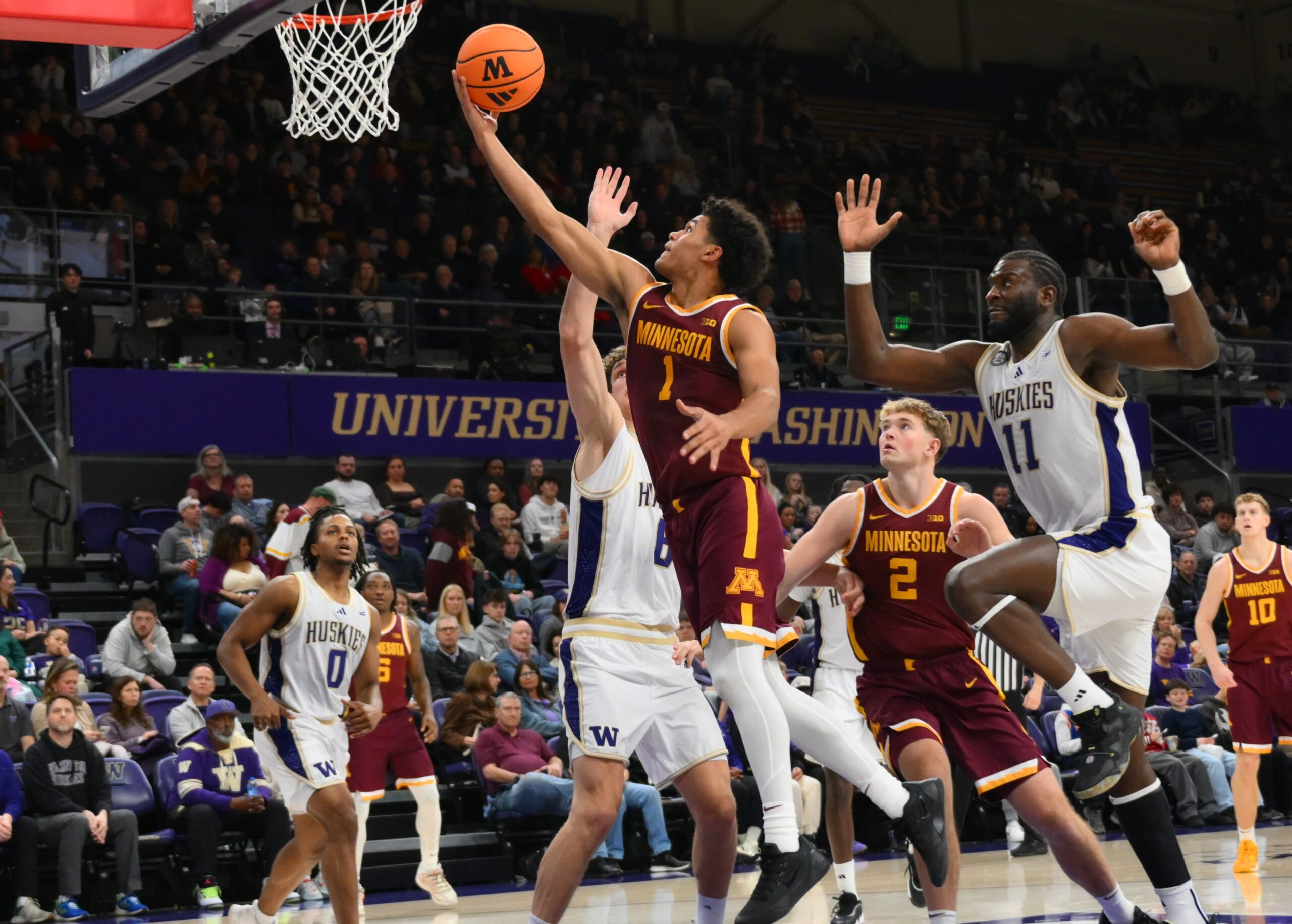 Washington controls Minnesota 57-69