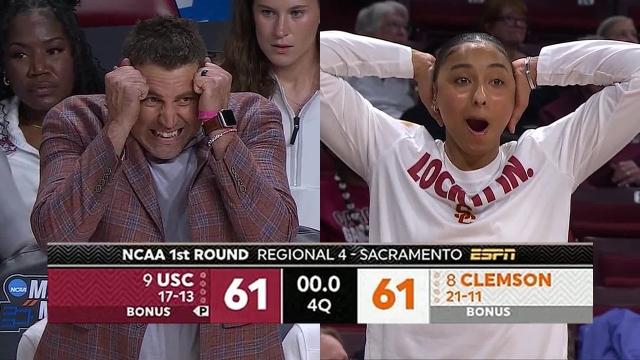 Final minute, full OT from intense USC-Clemson finish in women’s NCAA tournament