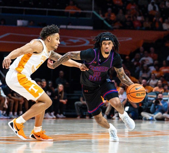 Point guard Dante Harris (10) has led Tennessee State to its best season in its history as an NCAA Division I program.
