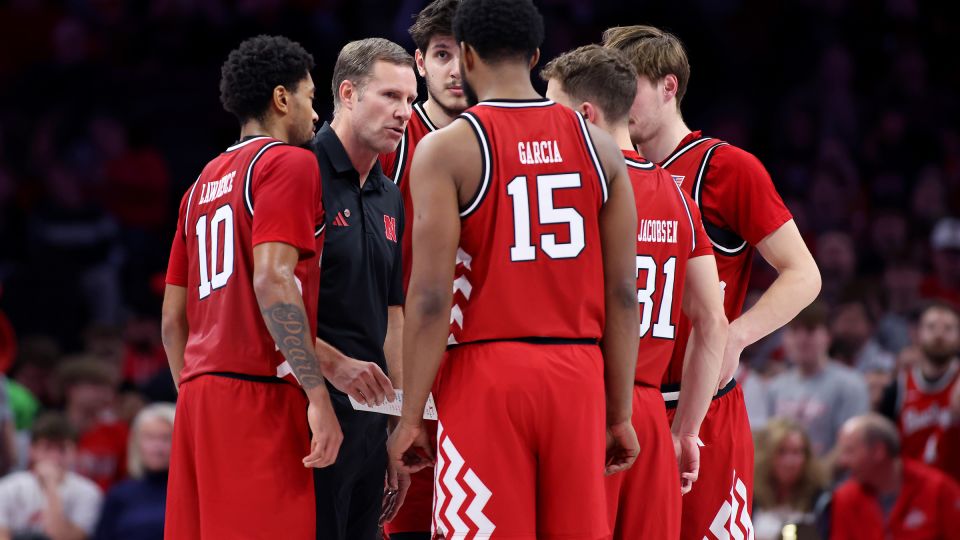 Nebraska Cornhuskers head coach Fred Hoiberg huddles with his team during the second half against the Ohio State Buckeyes at Value City Arena in Columbus, Ohio on January 5. - Joseph Maiorana/Imagn Images/Reuters Connect