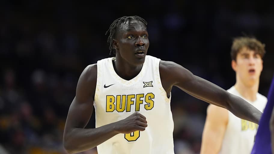 Feb 1, 2026; Boulder, Colorado, USA; Colorado Buffaloes forward Bangot Dak (8) during the second half against the Texas Chris