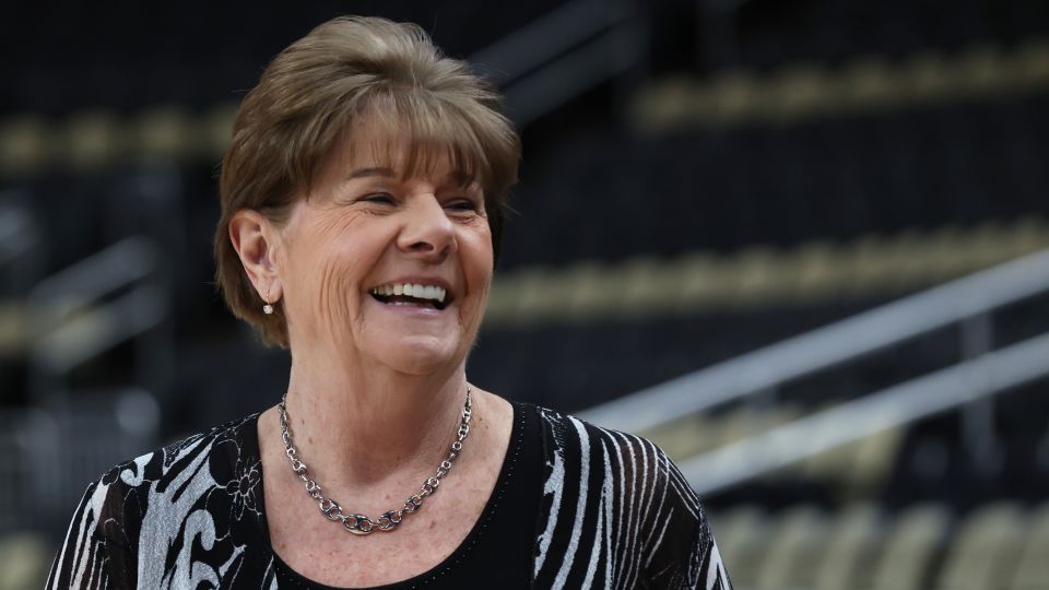 Atlantic 10 commissioner Bernadette McGlade attends a tournament game in Pittsburgh last month. - Charles LeClaire/Imagn Images/Reuters
