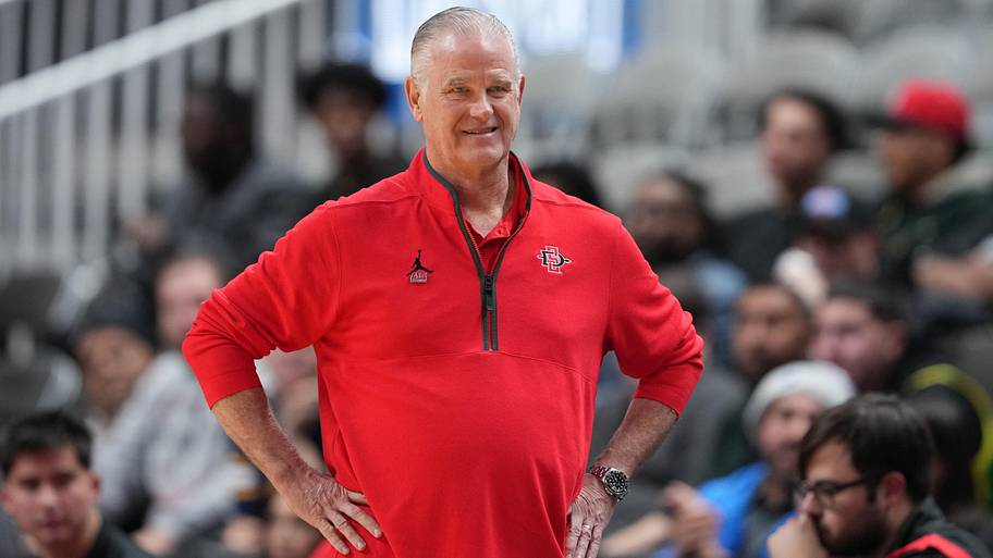 San Diego State Aztecs head coach Brian Dutcher during the first half against the California Golden Bears.