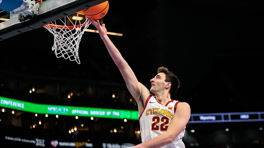 Iowa State Cyclones forward Milan Momcilovic (22) shoots the ball during the first half against the Arizona State Sun Devils.