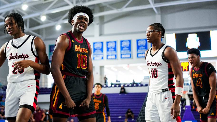 Petersburg Crimson Wave forward Latrell Allmond reacts to a play during a game