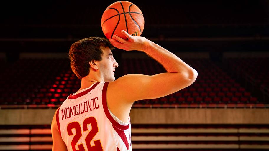 Milan Momcilovic stands for a photo during Iowa State men's basketball media day.