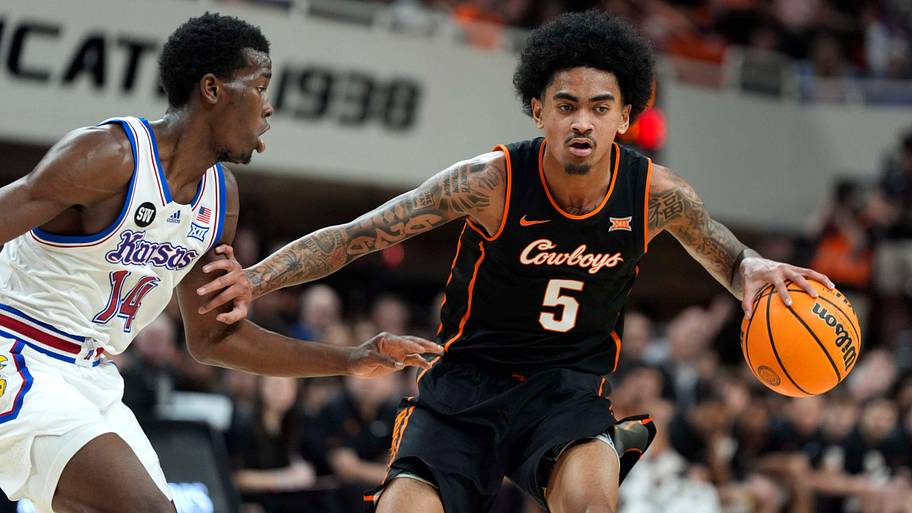 Oklahoma State Cowboys guard Vyctorius Miller dribbles the basketball during a game