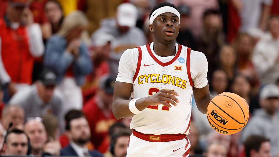 Iowa State Cyclones guard Killyan Toure dribbling the ball.