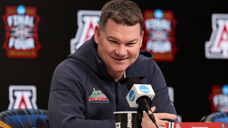 Arizona Wildcats head coach Tommy Lloyd speaks during a press conference.