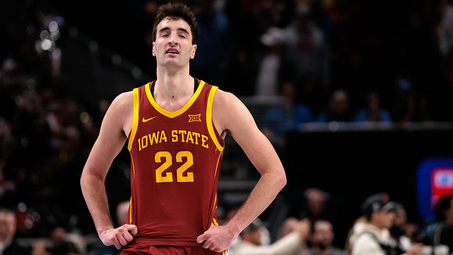 Iowa State Cyclones forward Milan Momcilovic (22) reacts at the end of the game against the Arizona Wildcats.